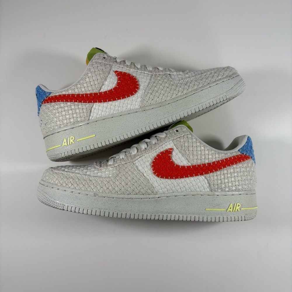 Nike Men’s Sneakers White with Red Swoosh and Blue Accents